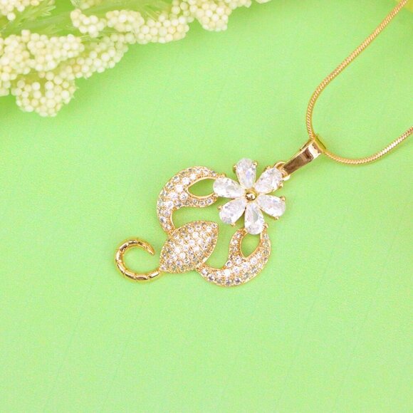 "Rose Gold Scorpio Pendant with Sparkling CZ and Floral Accent, XPPT1546 - Picture 13 of 13